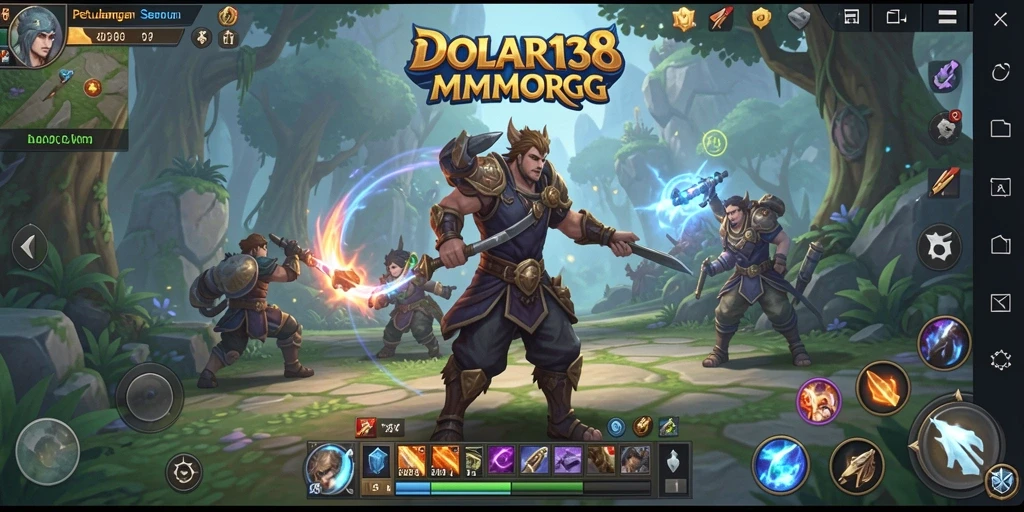 Tangkapan layar gameplay DOLAR138 menampilkan aksi seru dalam pertempuran MMORPG.