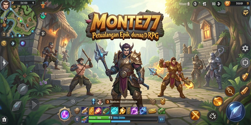 Tangkapan layar gameplay MONTE77 yang memperlihatkan aksi seru dalam pertarungan RPG.