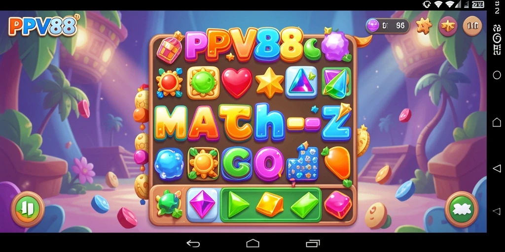 Screenshot gameplay PPV88 menampilkan aksi Match-3 yang seru.