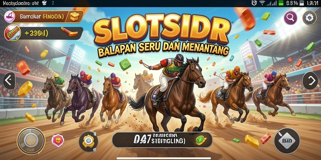 Screenshot gameplay SLOTSIDR menampilkan aksi balapan yang mendebarkan.