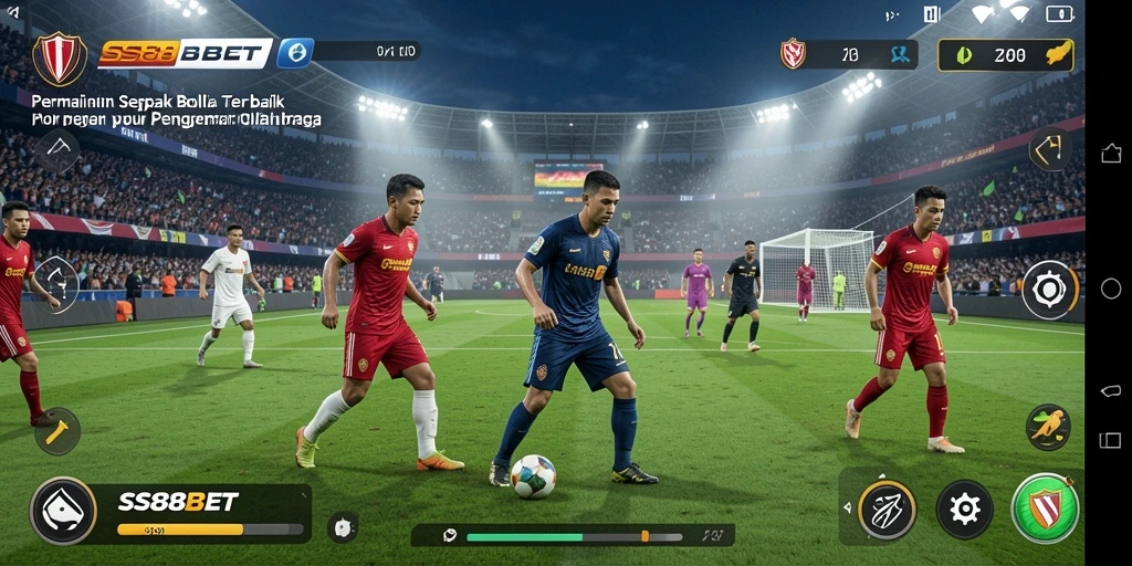 Tampilan gameplay SS88BET menampilkan aksi sepak bola yang seru.