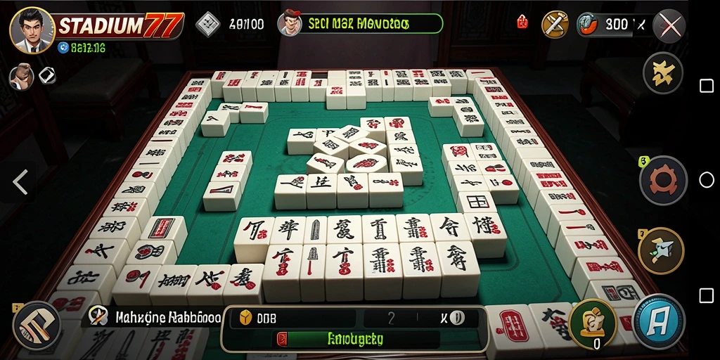 Tampilan gameplay menarik STADIUM77 dengan ubin Mahjong yang berwarna-warni.